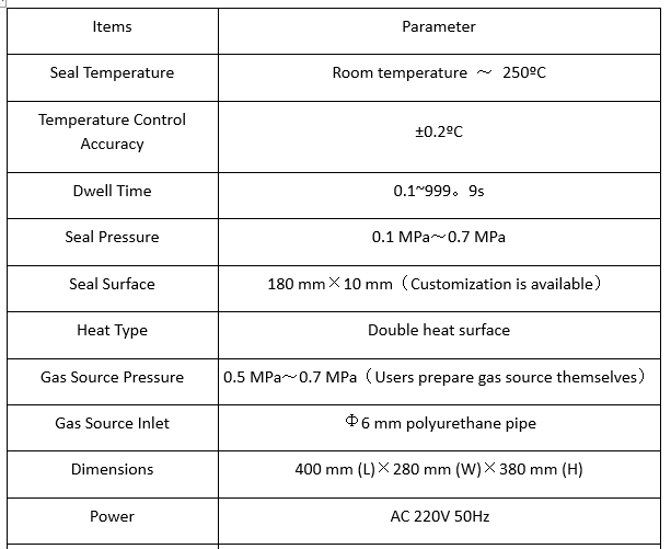 DRK133 Heat Seal Parameter